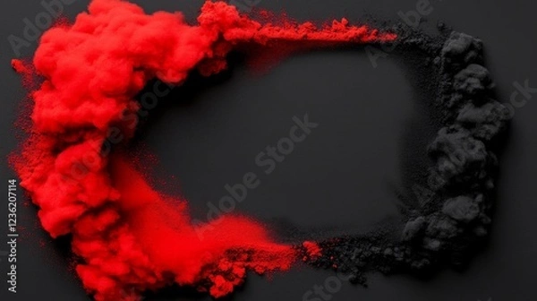 Fototapeta Abstract Red and Black Smoke: A vibrant abstract composition featuring swirls of red smoke contrasting dramatically against a black background, creating a bold and impactful design.