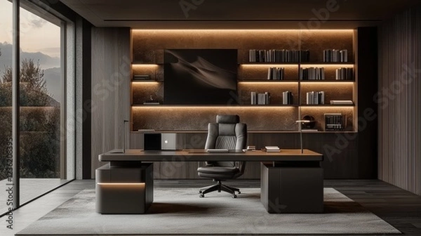 Fototapeta Modern Virtual Presentation Background for Teams Meetings in a Stylish and Elegant Office with Sleek Design and Modern Aesthetic