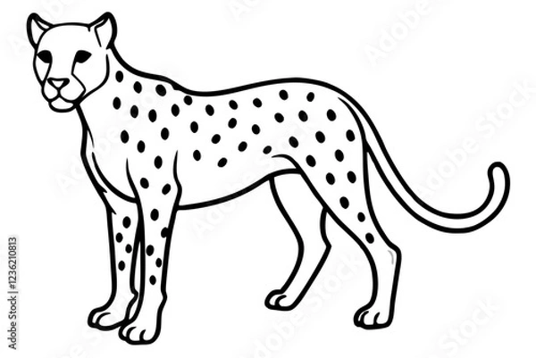 Fototapeta Minimal Cheetah One-Line Vector Illustration