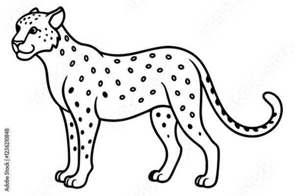 Fototapeta Minimal Cheetah One-Line Vector Illustration
