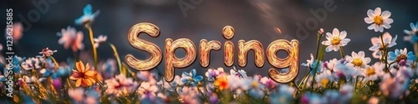 Obraz inscription spring top view. Selective focus