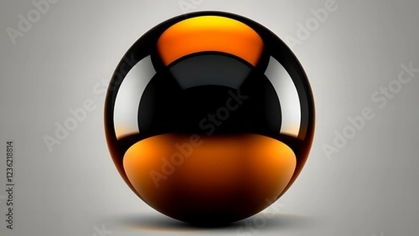 Fototapeta Futuristic Black and Gold Spherical Object with Reflective Surface
