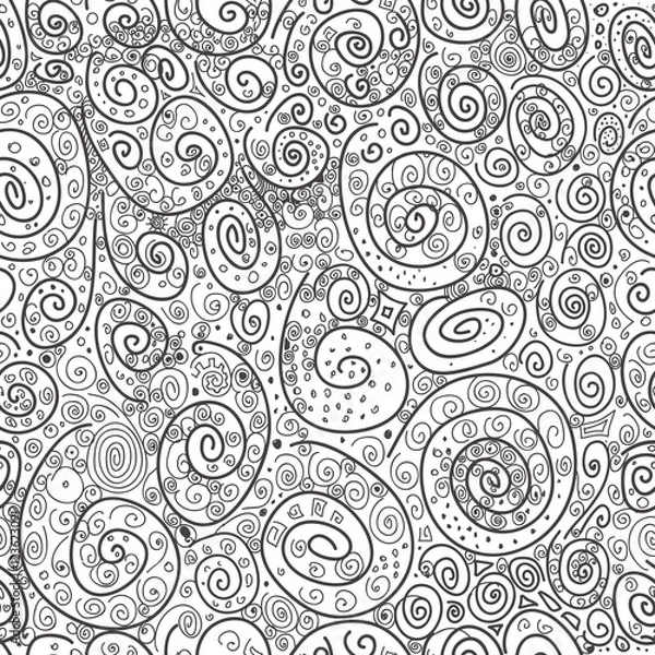 Fototapeta Abstract drawn with curls vector seamless texture. Wallpaper, ba