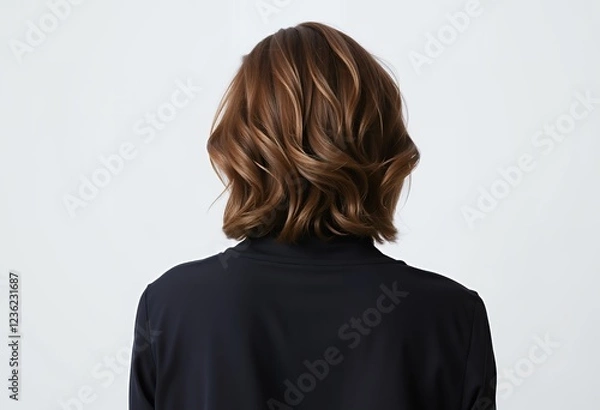 Obraz Elegant Back Short Hair with Soft Waves and Subtle Highlights