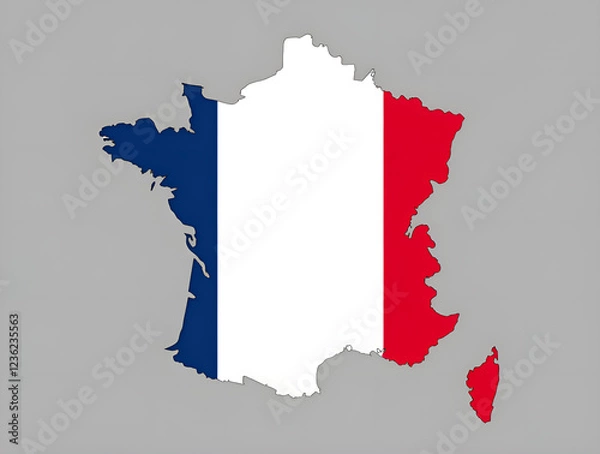 Obraz French Flag and Map 