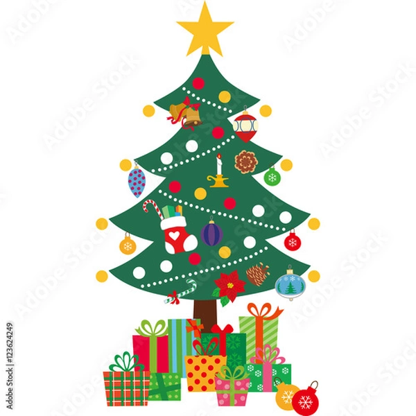 Fototapeta クリスマスツリーに飾り付け