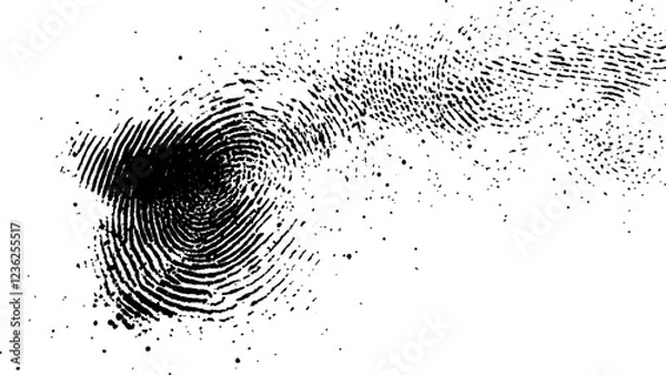 Fototapeta Abstract fingerprint design with a grunge texture, Vector white and black fingerprint texture. Black fingerprint on white Transparent background.