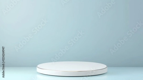 Obraz White pedestal, blue backdrop, studio, product display