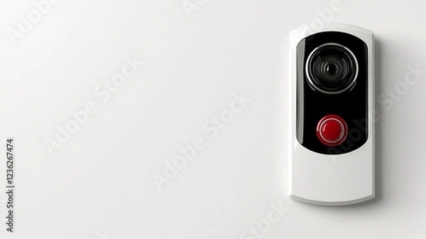 Fototapeta Modern Doorbell Camera with Button on Minimalist Background