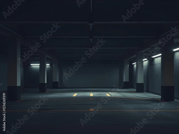 Obraz dark liminal space garage interior