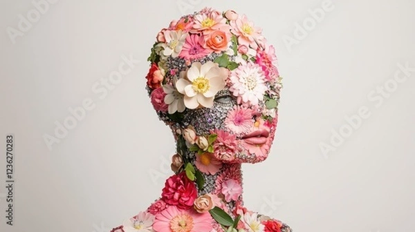Obraz Artistic Floral Sculpture Design on a Female Form with Flowers