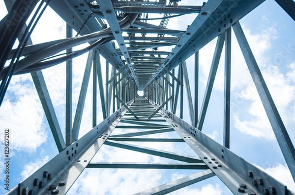Fototapeta Look up view Under Telecom Tower