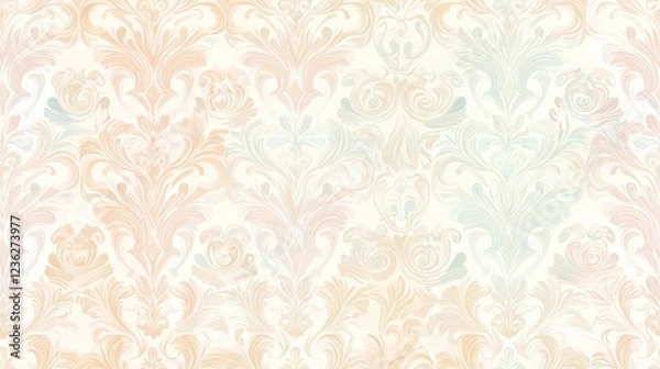 Fototapeta Staggered Rows of Elegant Floral Artwork in Soft Pastel Colors