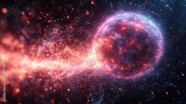 Fototapeta Glowing sphere energy trail space cosmic background