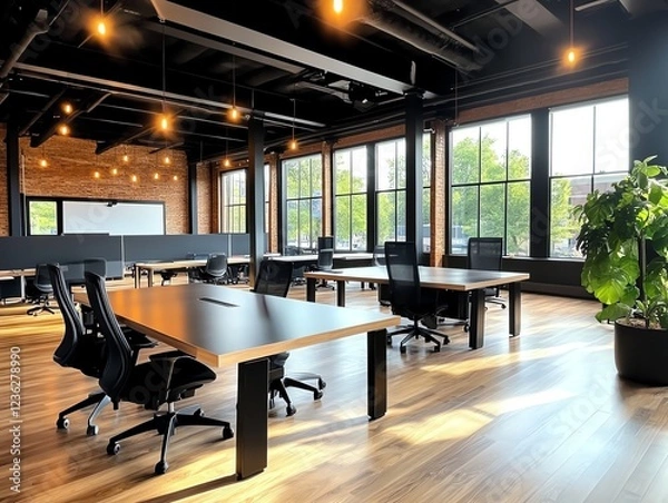 Obraz Innovative coworking space with modular furniture, smart whiteboards, and highspeed internet access