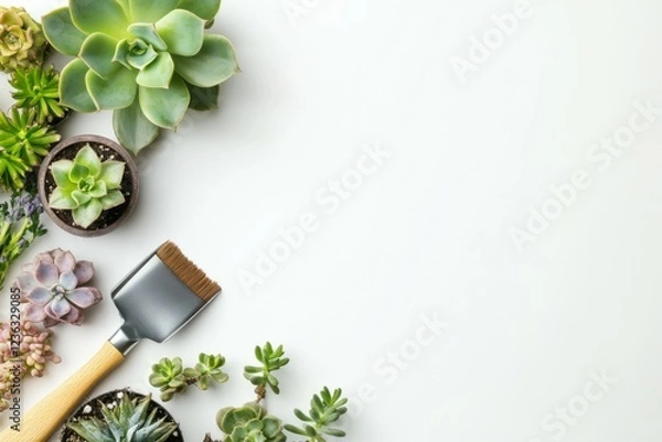 Obraz Succulent Greenery with Gardening Tools