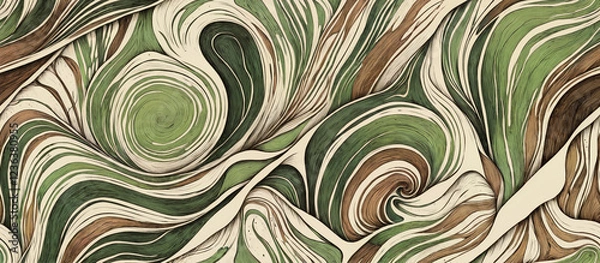 Fototapeta Pattern. Abstract Swirling Patterns in Green and Brown