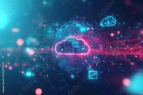 Fototapeta Symbolic Cloud with a Lock Representing Security and Privacy in the Digital Age Evoking Concepts of Protection and Safety in Modern Technology
