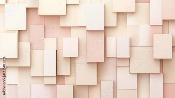 Fototapeta Textured abstract geometric composition with layered pastel blocks in soft neutral tones.
