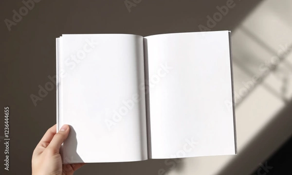 Fototapeta mock-up of a magazine with a blank cover held by a hand