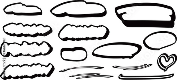 Fototapeta Set of speech bubbles in manga style, vector illustration isolated on a transparent background