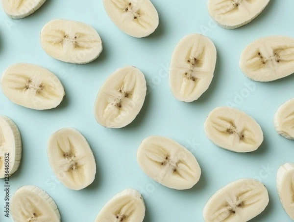 Fototapeta Banana Slices Cut Out Sliced bananas on a light background