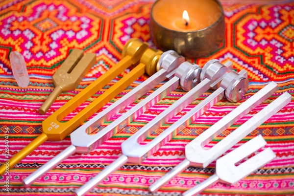Obraz tuning fork on a fabric.
