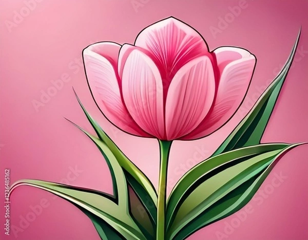 Fototapeta ping tulip on pink background generated ai