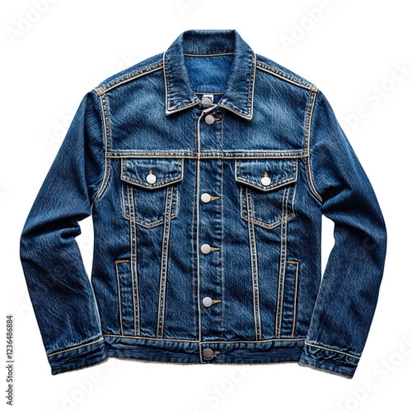 Fototapeta Detailed Close-Up of a Denim Jacket Isolated on Transparent Background for Trendy Fashion and Textural Apparel Design Concepts