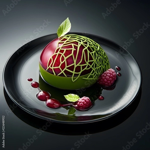 Fototapeta Innovative 3D-printed desserts featuring intricate geometric designs and precise details, combining modern technology with gourmet artistry.