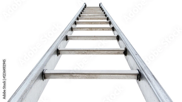 Fototapeta Metal ladder leading upwards on transparent background