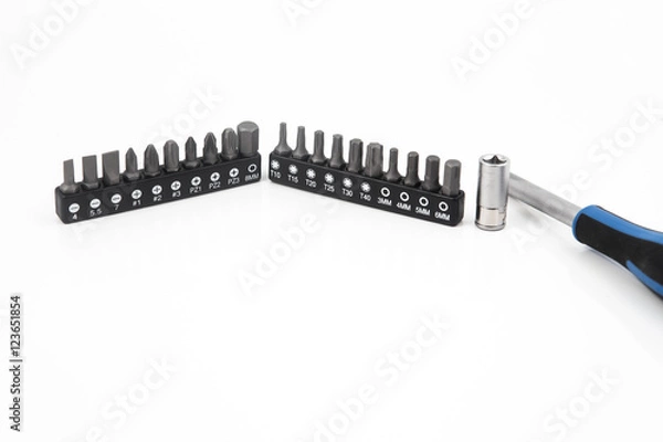 Fototapeta attrezzatura e chiavi da lavoro per viti e bullonerie 