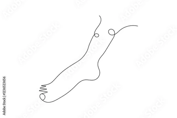 Fototapeta Foot sole continuous single line art of isolated outline vector drawing illustration 