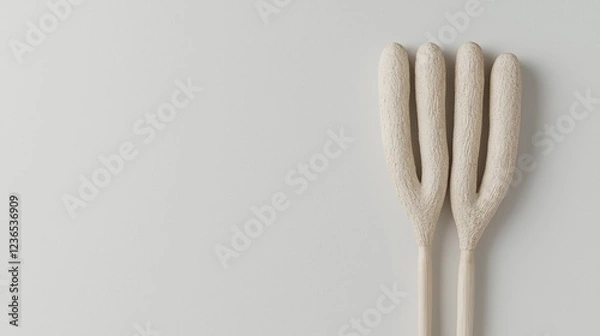 Obraz Unique wooden serving utensils on white