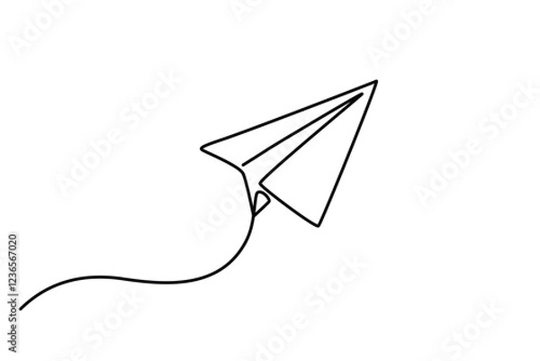 Fototapeta One continuous line drawing of paper plane signs. Minimal flying invite icon line clipart. The flying paper linear graphics in an editable outline. 