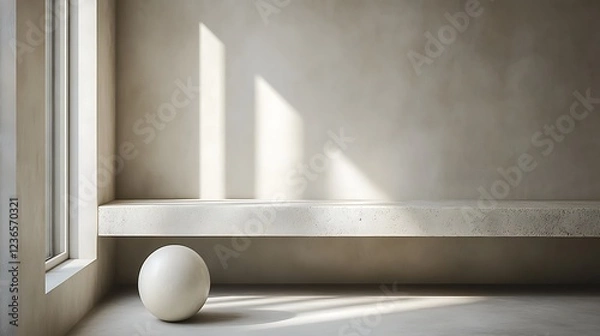 Fototapeta Minimalist Room Featuring a Single White Egg