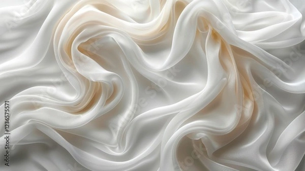 Fototapeta A white fabric with a pattern of swirls and curves