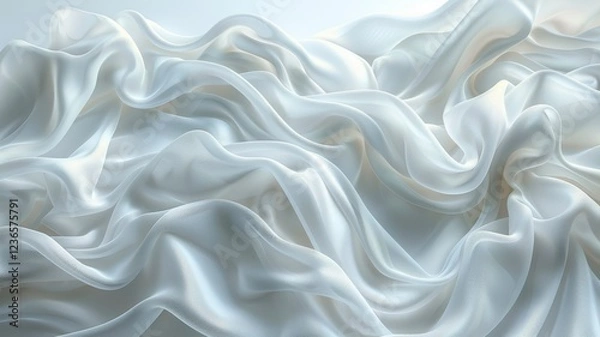 Fototapeta A white sheet of fabric with a pattern of waves