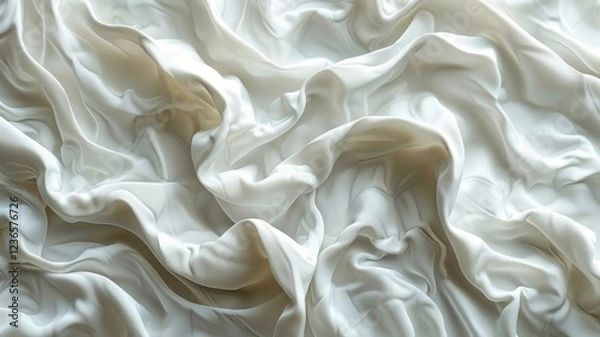 Fototapeta A white fabric with a pattern of waves