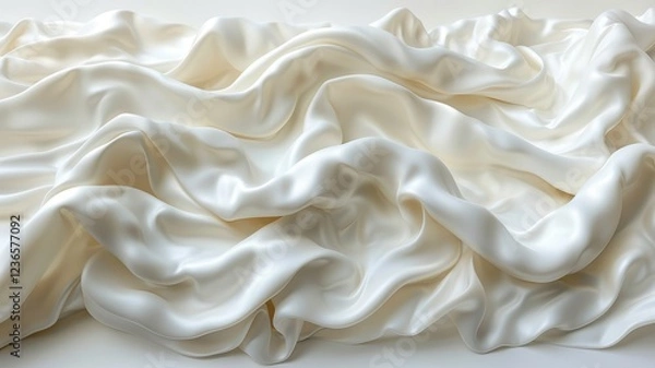 Fototapeta A white sheet of fabric with a wave pattern