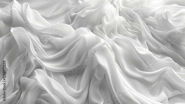 Fototapeta A white blanket with a pattern of waves