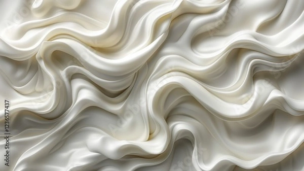Fototapeta The image is a white, flowing fabric with a wave-like pattern