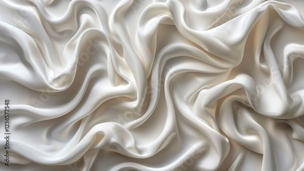 Fototapeta A white fabric with a wave pattern