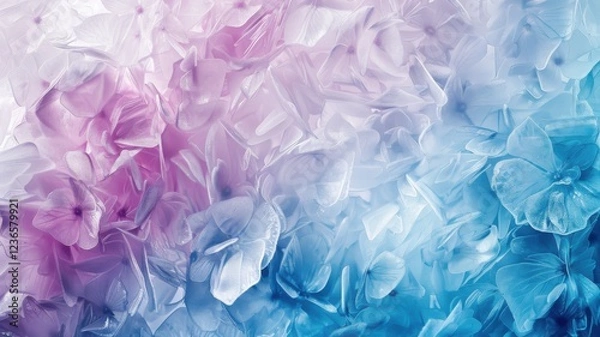 Fototapeta aquarel like abstract colored background texture of frozen flowers in milk, ice and water