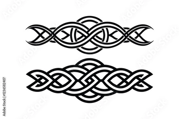 Fototapeta Knots Decorative Divider Line Element Black and White Vector