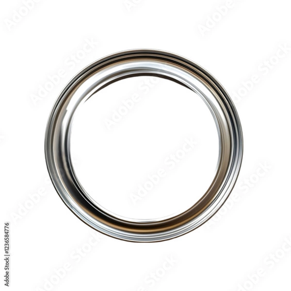 Fototapeta Circular Silver Metal Frame  Shiny Chrome Border  Empty Round Template  Design Element  Ba