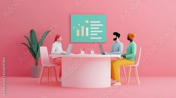 Fototapeta Business Team Analyzing Data for Future Forecasting in 3D