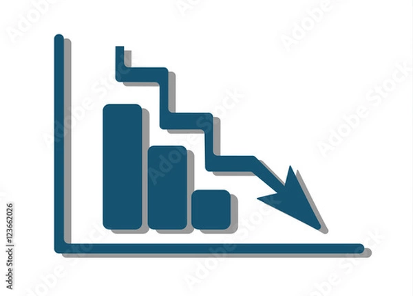 Fototapeta Blue arrow. Graph falling point arrow for business artwork for design on modern presentation and website design