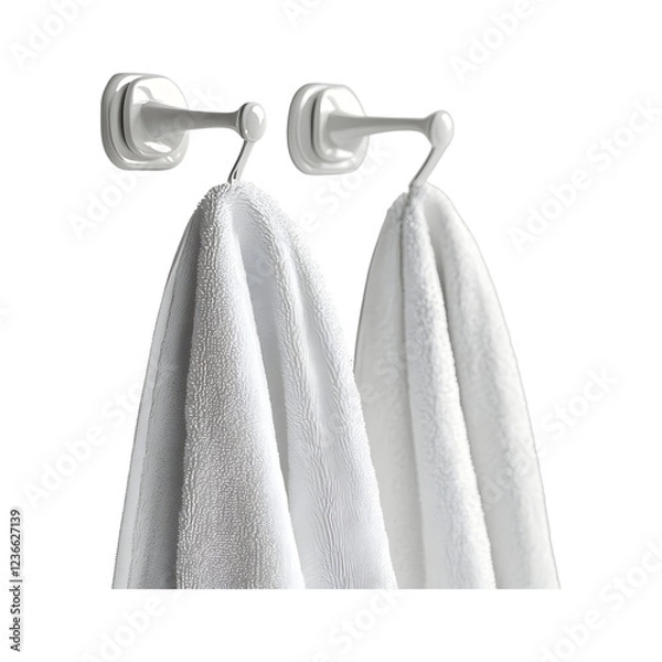 Fototapeta Custom Designed Wall Hooks for Bathrobes and Towels with White Towels Hanging Isolated on Transparent Background