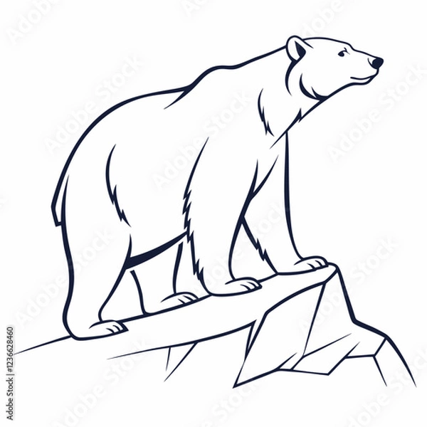 Fototapeta Simple a Bear line art vector design white background